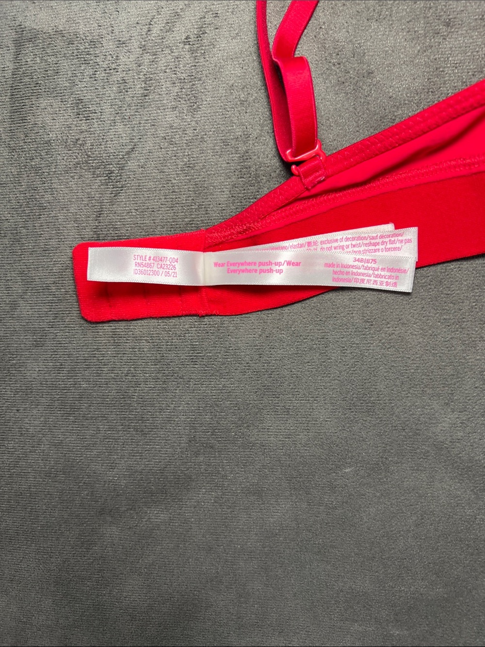 PINK Victoria's Secret Smooth Red Wear Everywhere Push-up Underwire Bra 34B - Picture 8 of 9